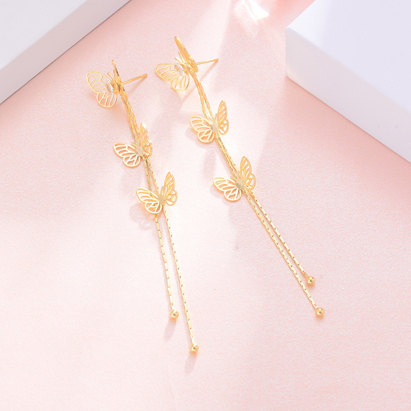 Pulseras de Oído S925 Plateado Super Fairy con Tira Larga y Mariposa Hembra Estudiada, Elegantes y Hermosas — imagen 1
