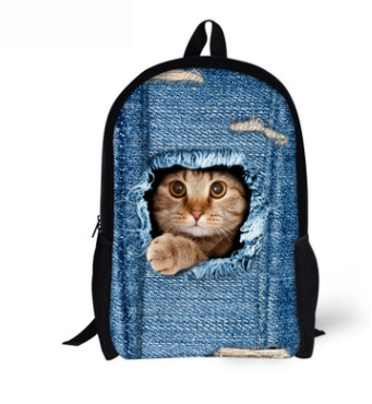 Mochila de Gato para Niños - Cómica con Animales 3D en Denim para Chicos y Chicas — imagen 14