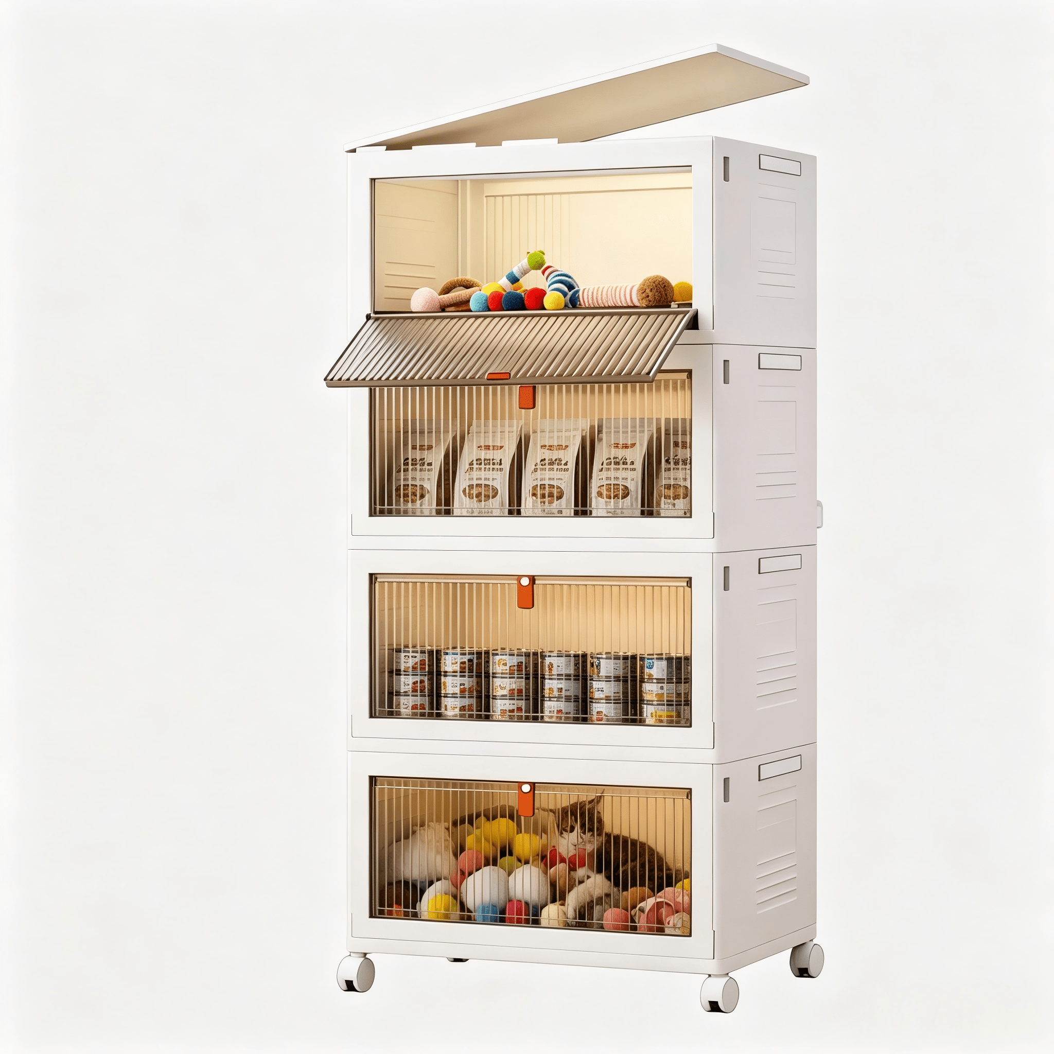 Almacenamiento Portátil y Plegable para Suministros de Mascotas con Ruedas, Puerta Magnética y Organizador Colapsable para Juguetes, Alimentos, Herramientas de Aseo y Más — imagen 8