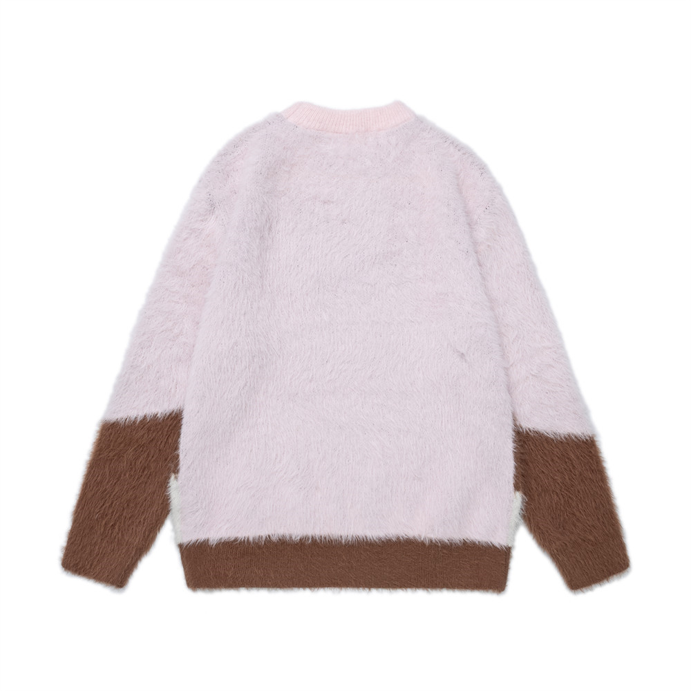 Cute cartoon puppy contrasting round neck sweater — image 3