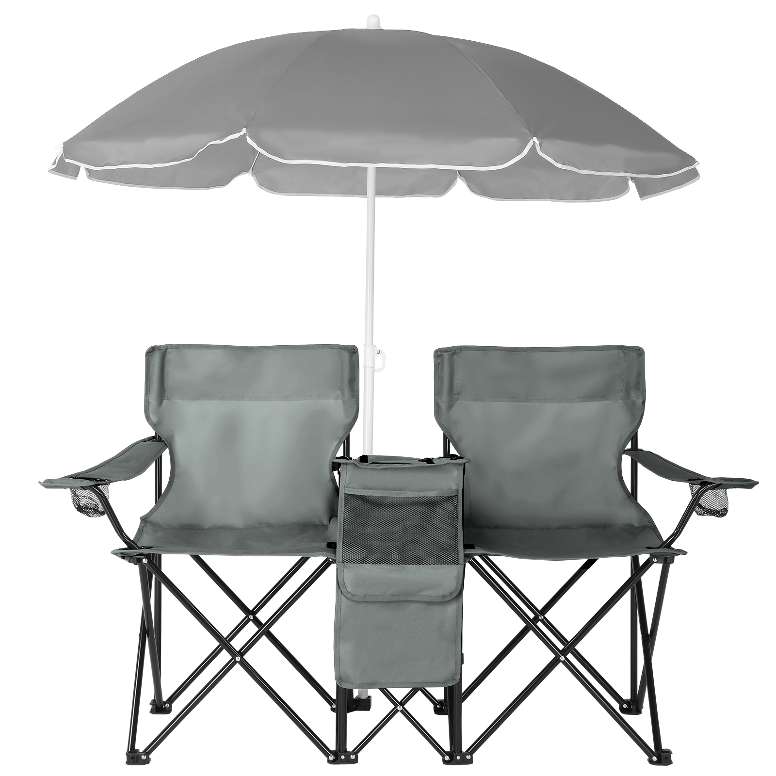 Silla de Pesca Gris, Base de Hierro, Tela Oxford 85kg con Sombrilla — imagen 8