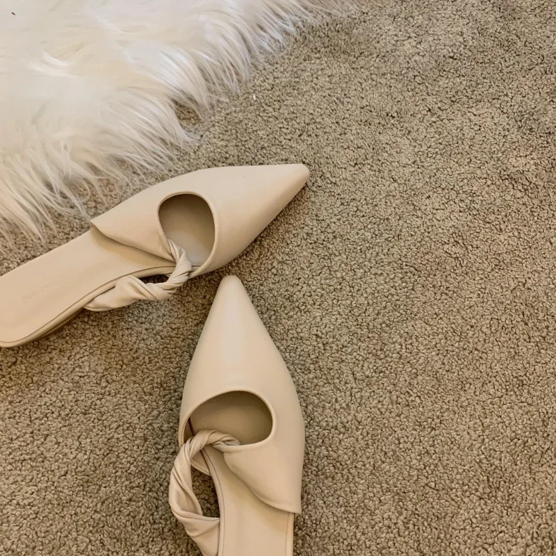 New Spring Women's Slippers Pointed Toe Sandals Slippers Flat Casual All-match Sexy Solid Color Women's Mules Slides — image 5
