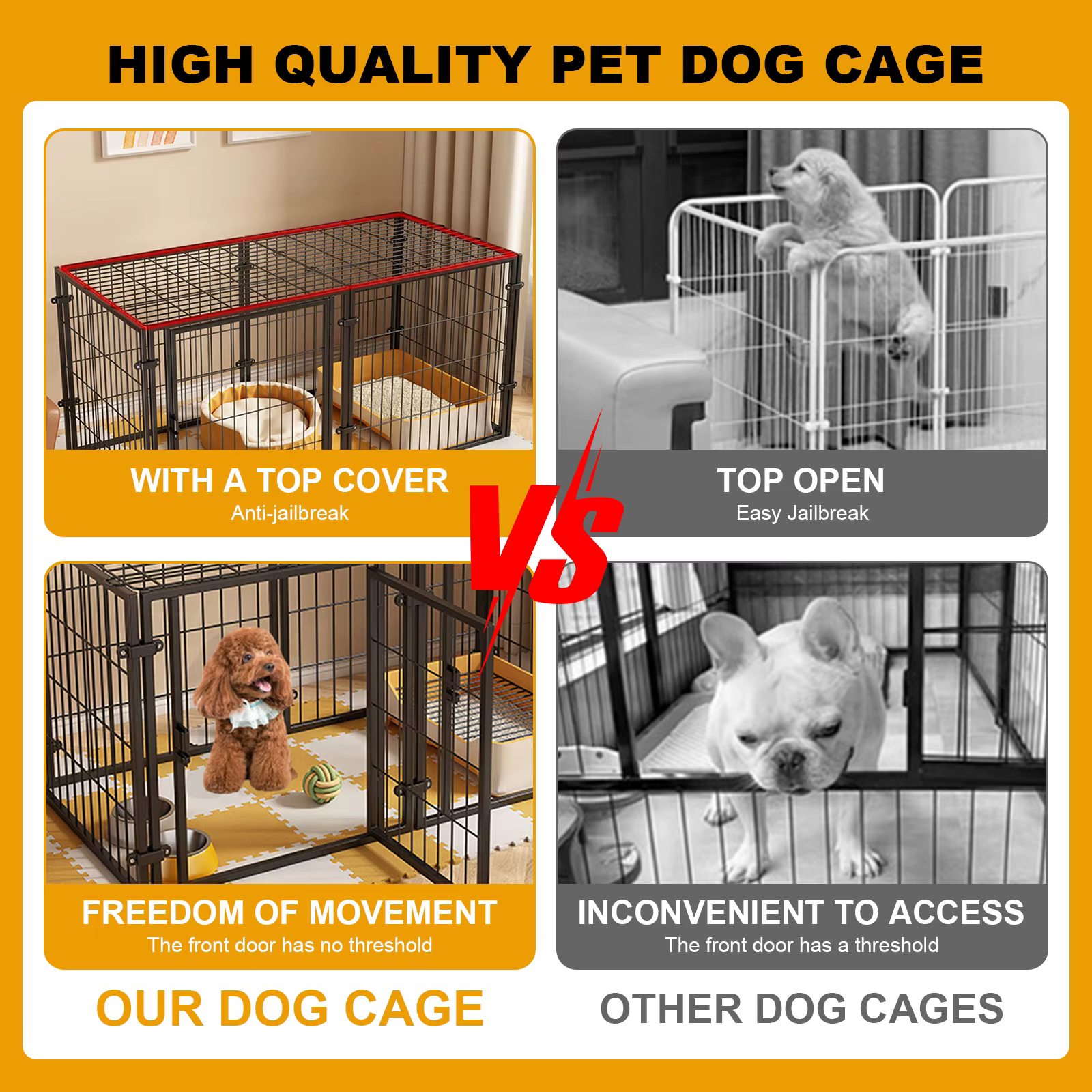 Caja de Kennel con Puerta para Perros - Jaula Metálica Resistente para Cachorros, Conejos y Peces — imagen 2
