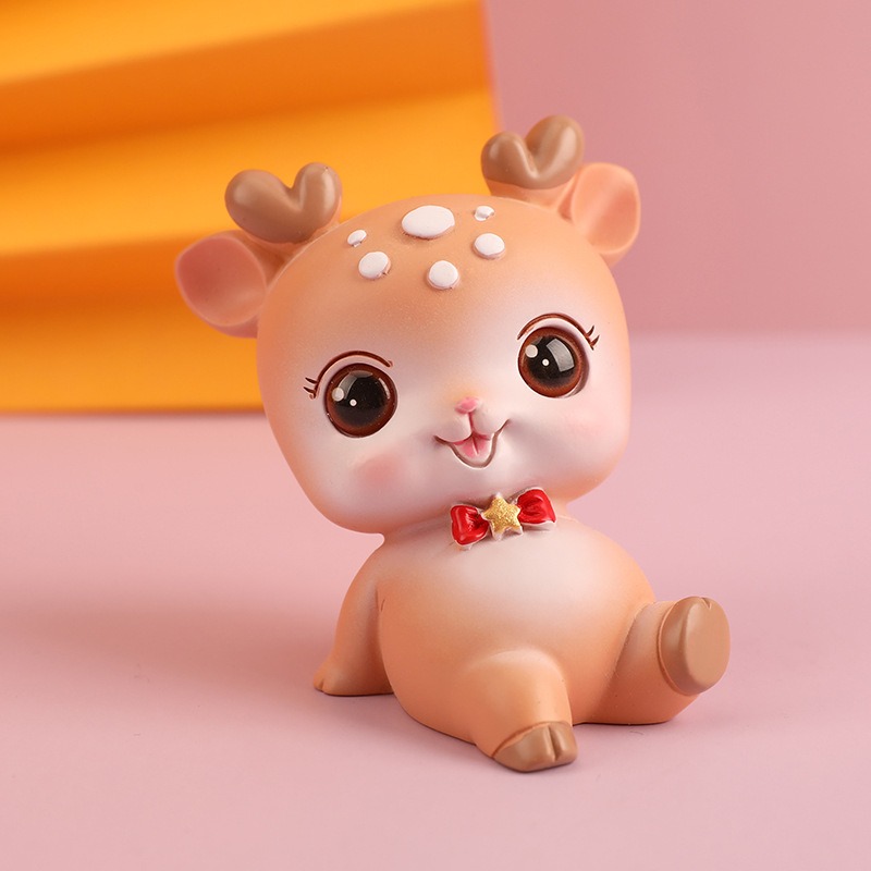 Beginner's Little Cute Resin Deer Decoration Girl's Heart Creative Home Decoration Student Gift Car Decoration Deer — image 9