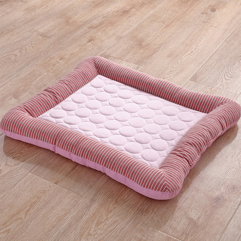 Cooling pet mats for dogs & cats (puppies/kittens): ice silk, breathable, soft summer pads in pink/blue — image 2