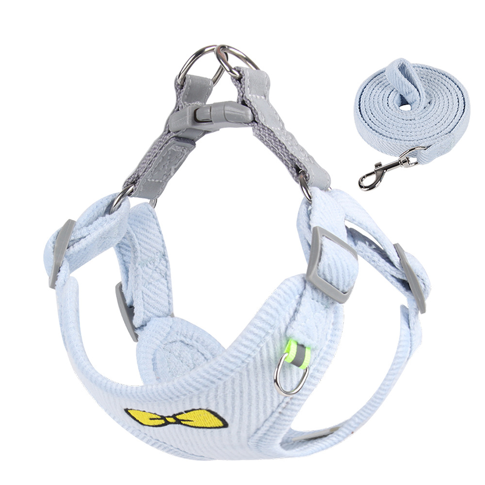 Dog Leash Embroidered Vest Puppy Strap Corduroy Pet Chest Strap Dog Leash — image 7