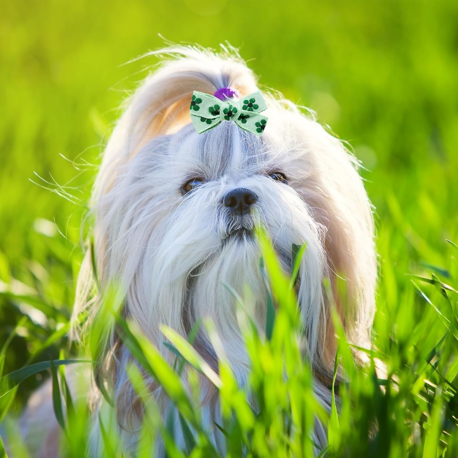 20 Piezas de Moños Verdes para Cabello de Perro con Bandas Elásticas para Perros Pequeños y Medianos — imagen 5