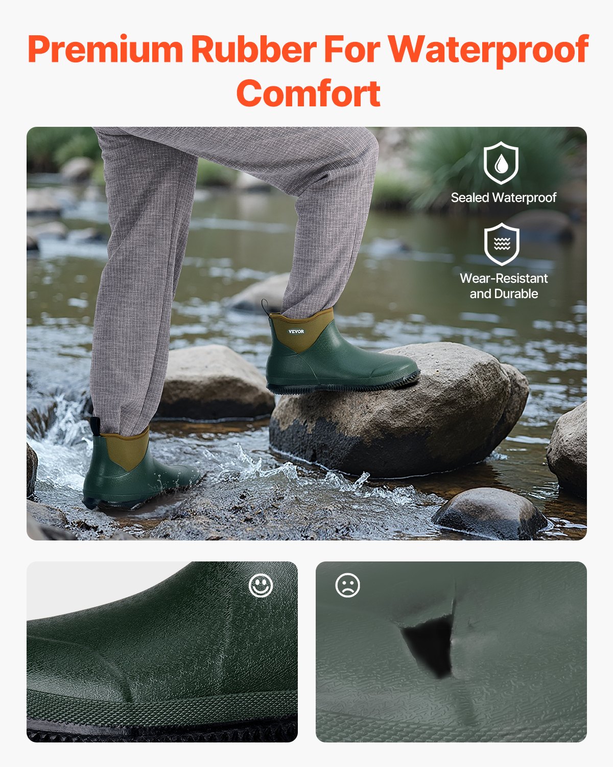 Women's Deck Boots, Waterproof Fishing Rain Boots, Anti-Slip Ankle Rubber Boots, Gardening Insulated Mud Boots, Neoprene Rubber, Lightweight & Durable, For Manufacturing, Farming, Size 7 US — image 3