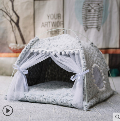 Cat Nest Summer Cat Tent Cat House Semi enclosed Pet Bed Four Seasons Dog Nest Villa Bed Supplies — image 9