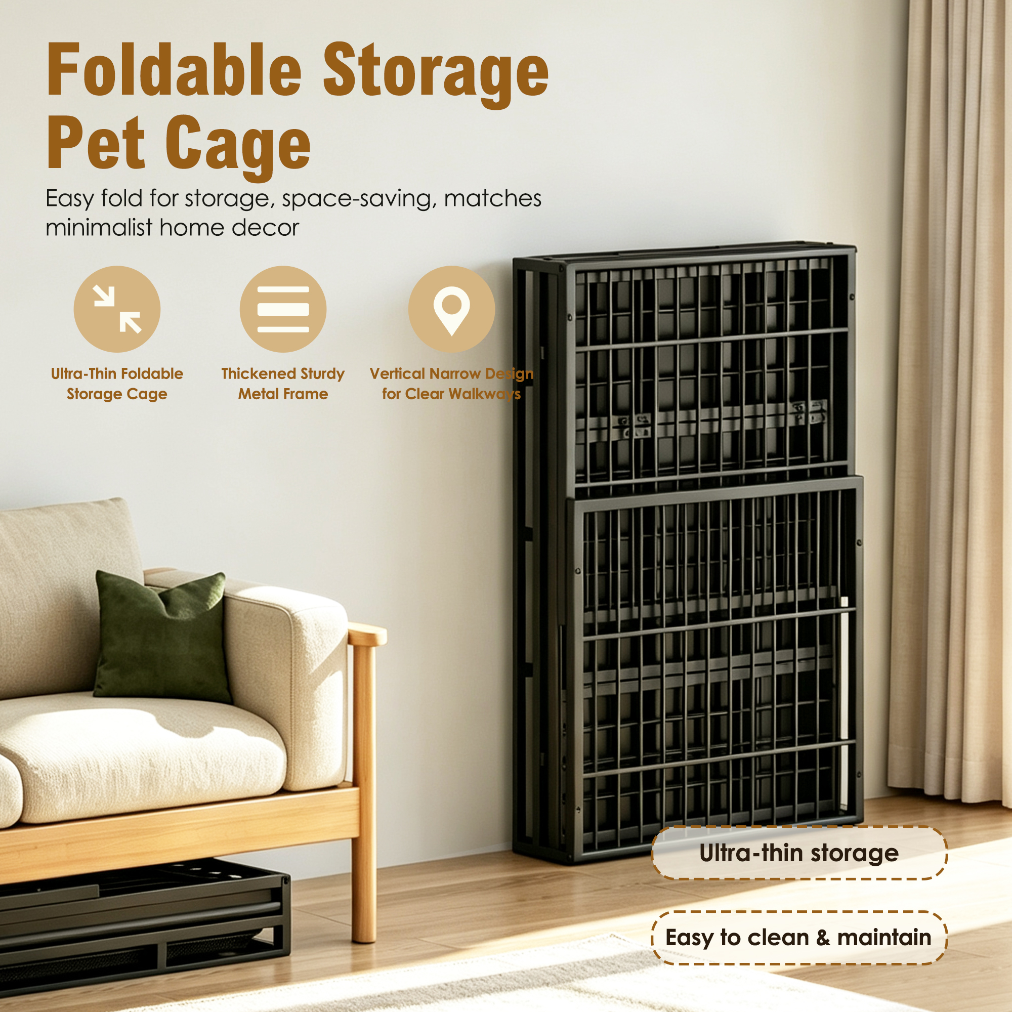 Heavy Duty Dog Crate, Mobile Pet Kennel with Lockable Wheels & Rotary Twist-Latch, Indoor Outdoor Metal Cage with Perforated Top — image 14