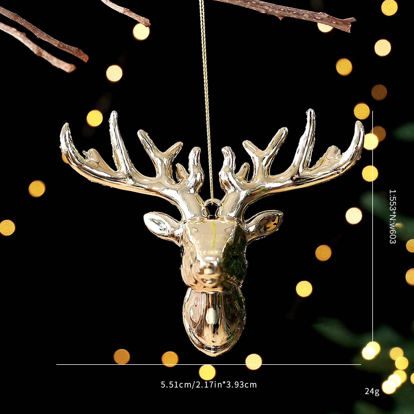 Festive Gold Plated Christmas Tree Ornament Accessories Snowflake Deer Holiday Decoration Hanging Decor — image 10