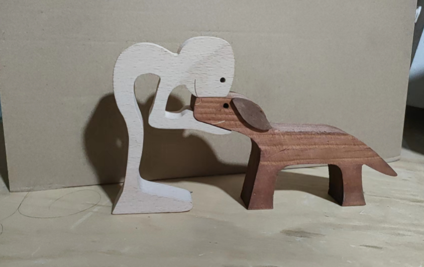 Escultura de Madera para Decoración de Hogar con Perro y Dueño - Regalo de Navidad para Amantes de los Animales — imagen 12