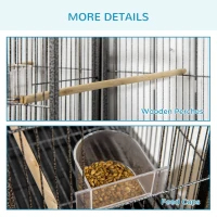 Rolling L Bird Cage W Storage Shelf Perch Food Container — imagen 5