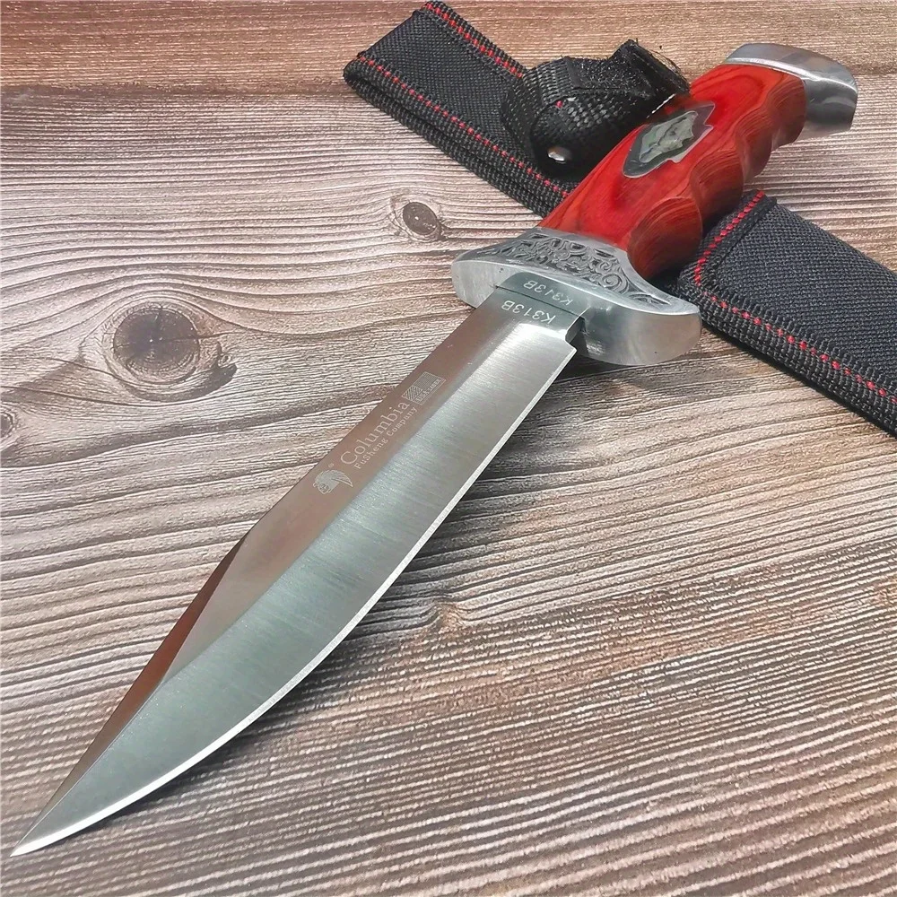 265mm 9CR18MOV Stainless Steel Fixed Blade Knife - High Hardness Camping, Hunting, Outdoor Survival Knife with Sheat — image 1