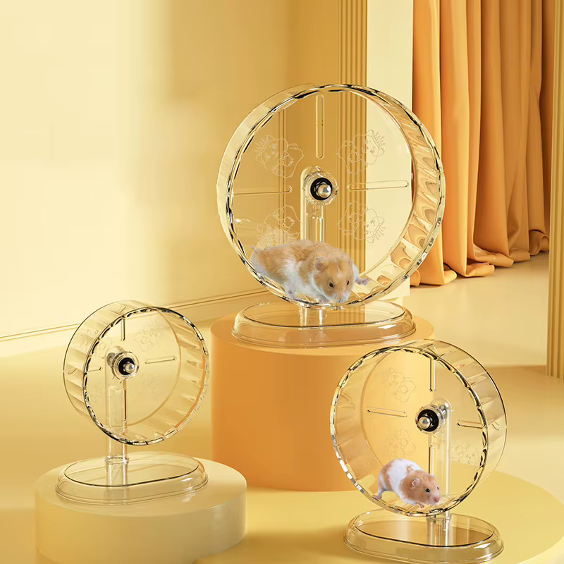 Rueda de Ejercicio para Hamsters Acrilica Transparente Sin Deslizamiento Fácil de Limpiar con Soporte para Pequeños Animales — imagen 1