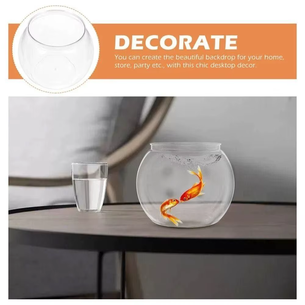 New Transparent Fish Tank Round Unbreakable Aquarium Plastic Lightweight Small Fish Bowl Home Decor — image 3