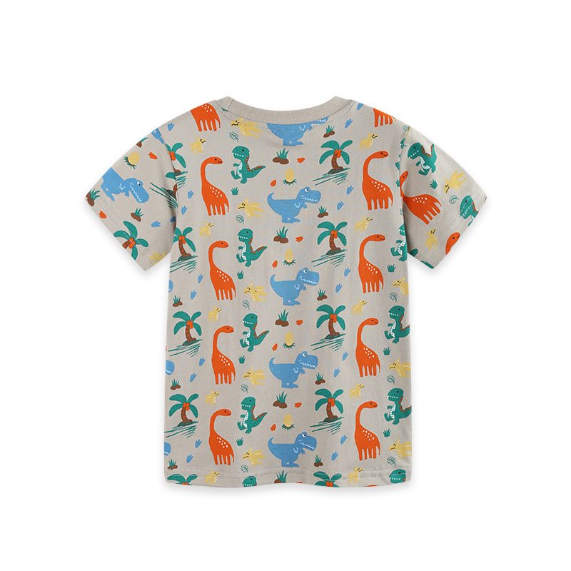 Cartoon dinosaur print boys' short sleeved T-shirt — image 3