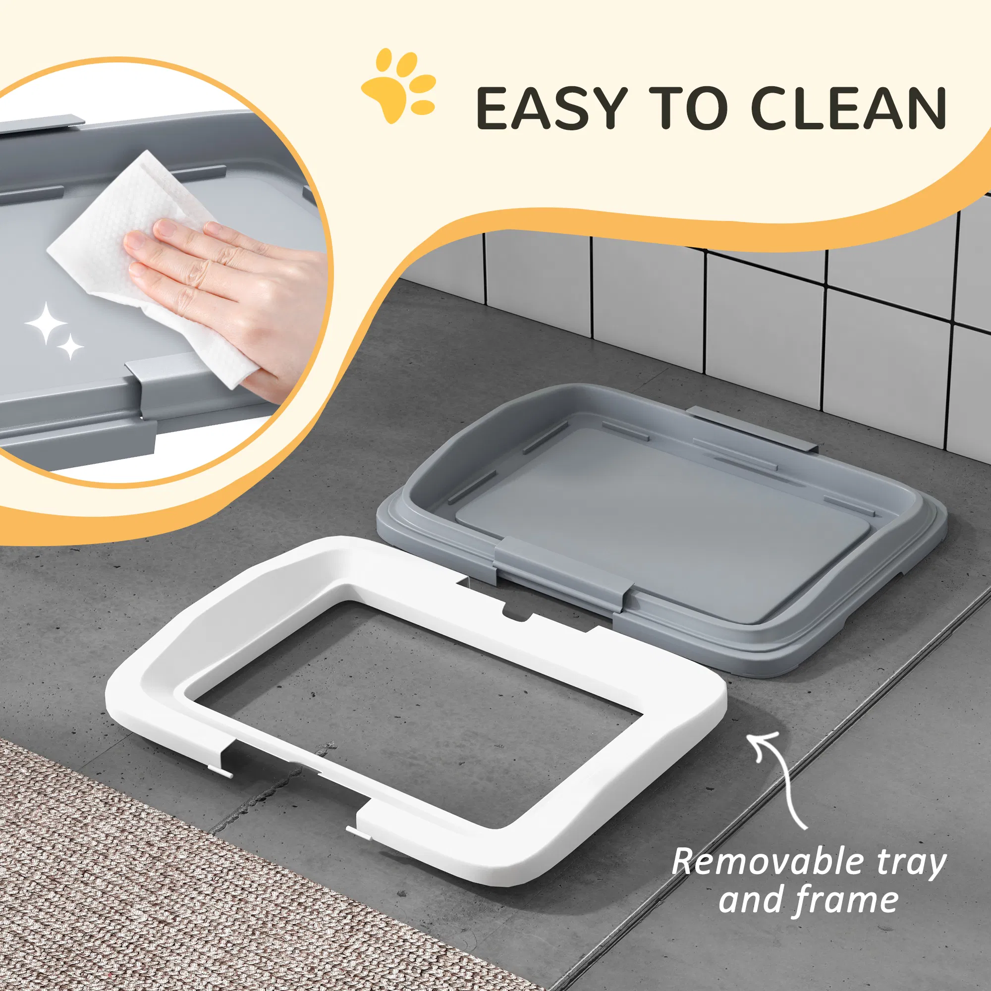 18" x 13" Pee Pad Holder, Dog Potty Tray for Indoor Outdoor, Easy to Clean Dog Training Toilet Pee Pad Tray, Grey — image 3