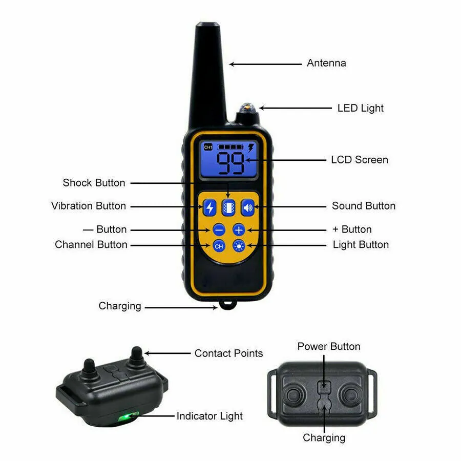 Cinturón de Adiestramiento para Perros con Control Remoto a Batería Recargable - Entrenador de Choque Hidrófugo para Mascotas — imagen 5