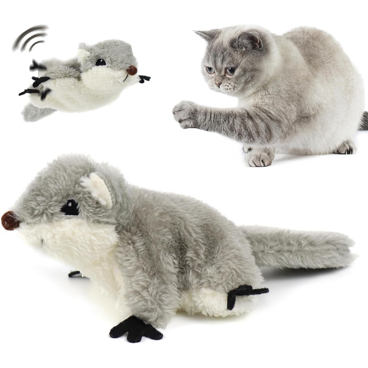 Juguetes de Mascotas PROKEl, Juguetes con Algodón de Gato Volador Squirrely, Toyo Interactivo Rechargeable con Activación por Tacto para Gatos, Plush para Todos los Raza, Juego Individuai para Felinos