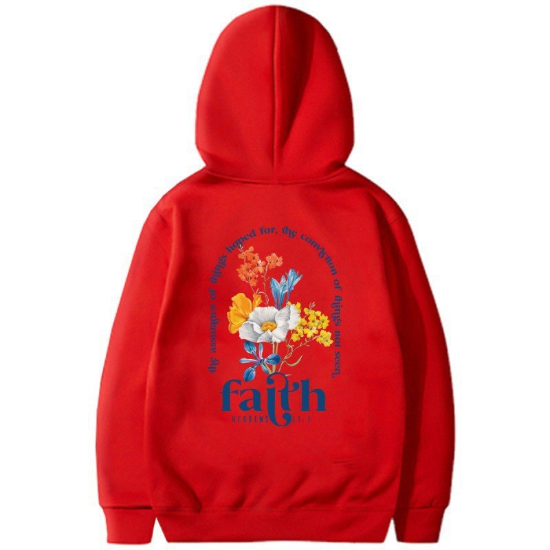 Women's Fleece Lined Oversized Sleeve Hoodie Solid Color Letter Print Kangaroo Pocket Drawstring Hood — image 13