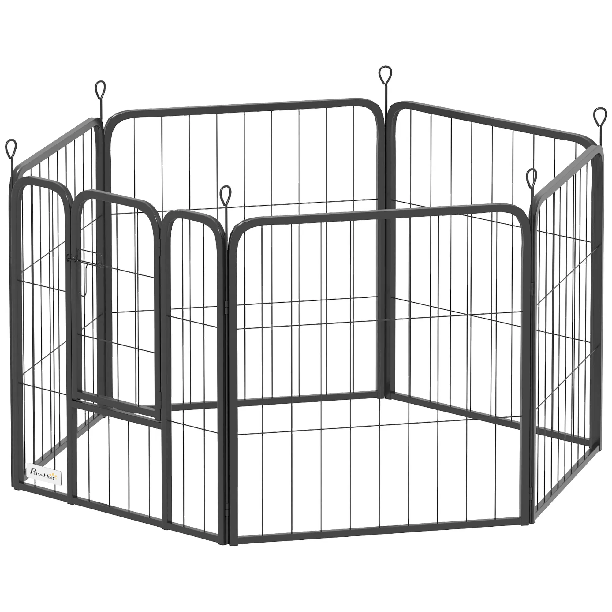 6 Panels Heavy Duty Dog Playpen Outdoor Indoor with Door & Strap, 24" Height Portable & Foldable Pet Playpen — image 1