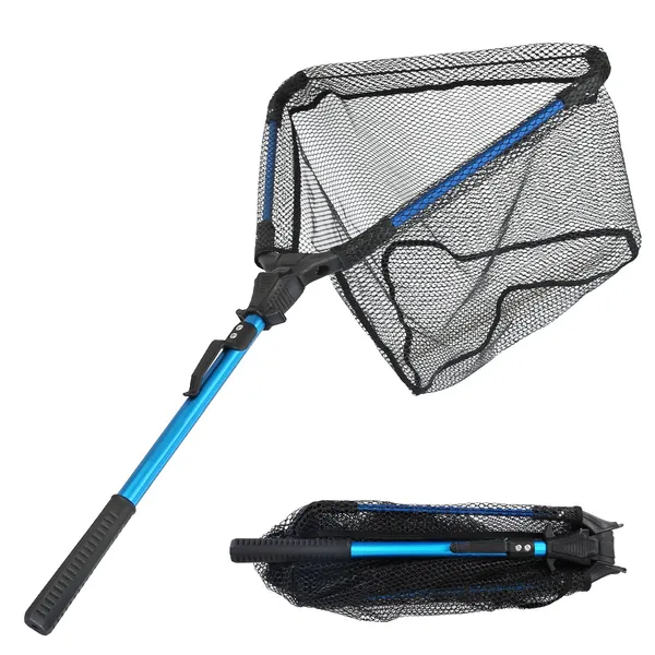 Redes de Pesca Plegable con Varilla de Aleación de Aluminio Manija de EVA Durable 5MM Recubrimiento de Nitrógeno Hexagonal Malla de Nilon Colapsable Red de Aterrizaje Segura para Pescar o Liberar — imagen 1