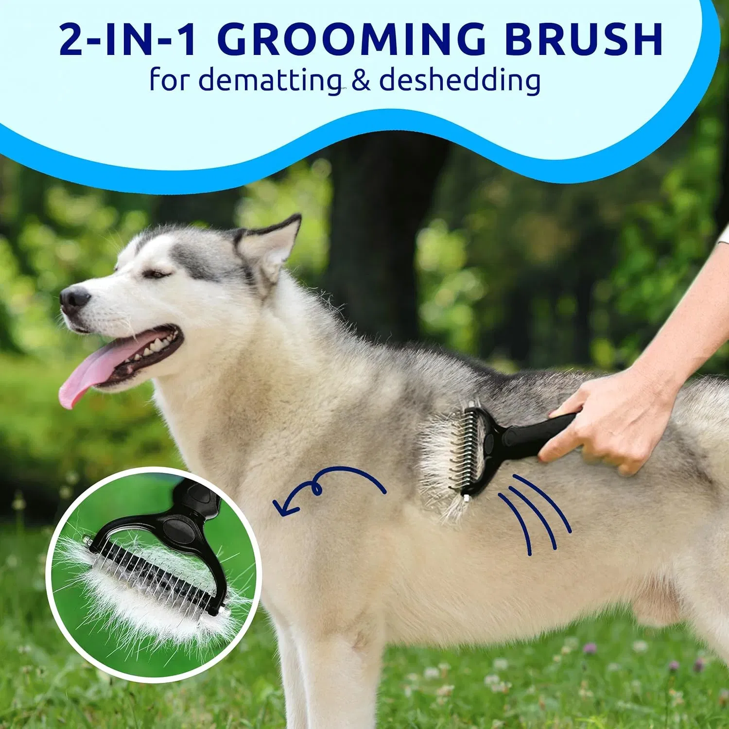 Black pet hair removal dog brush for hair removal - indoor cats use cat brush, long and short haired dogs use double-sided cat brush for hair removal and beauty tools, skin friendly — image 7
