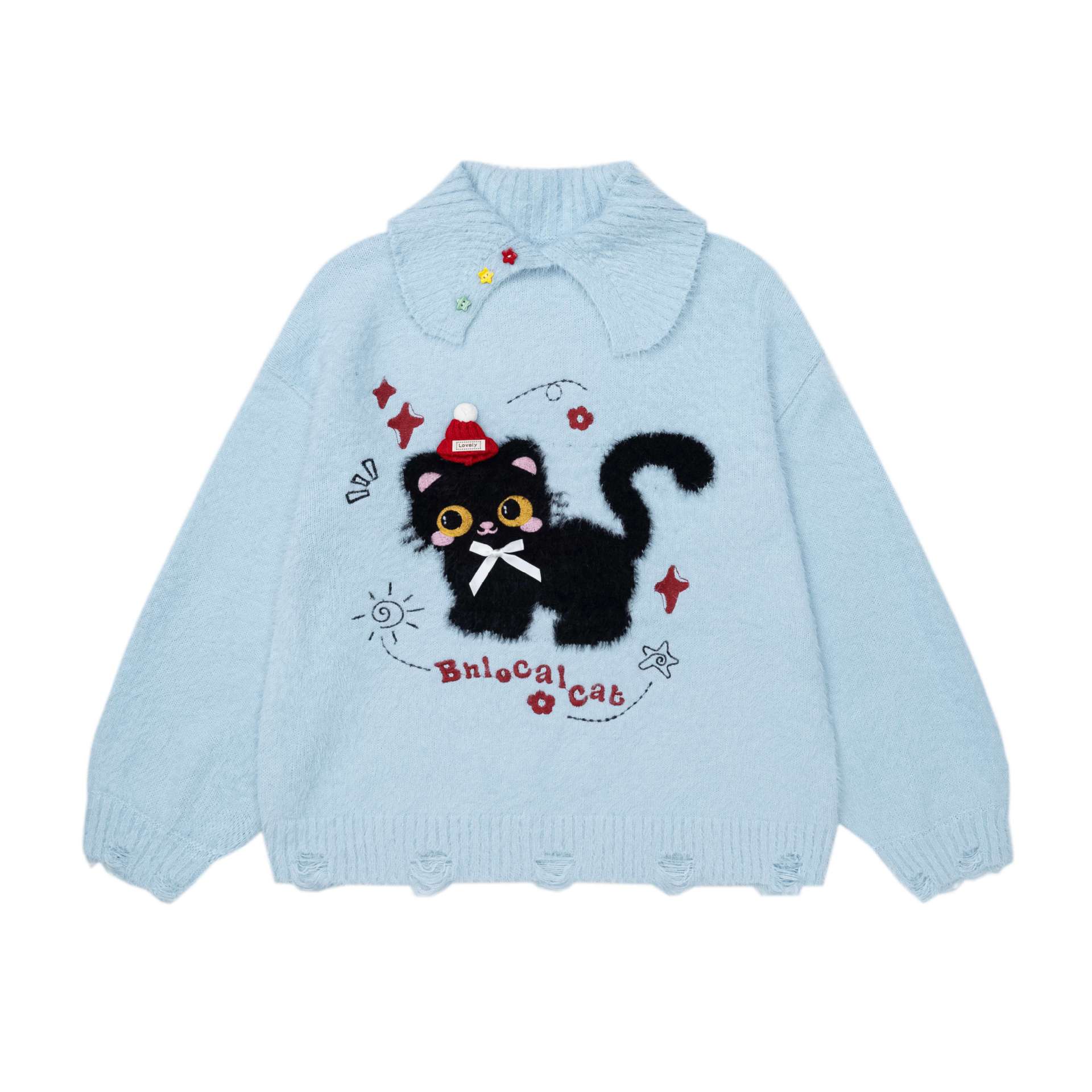 Plush little black cat sweater — image 4