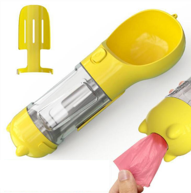 Portable Pet Cat Dog Water Bottle Feeder Container Drinking Bowl Dispenser With Poop Shovel Plastic Bags Leak Proof Lock Sale — image 7