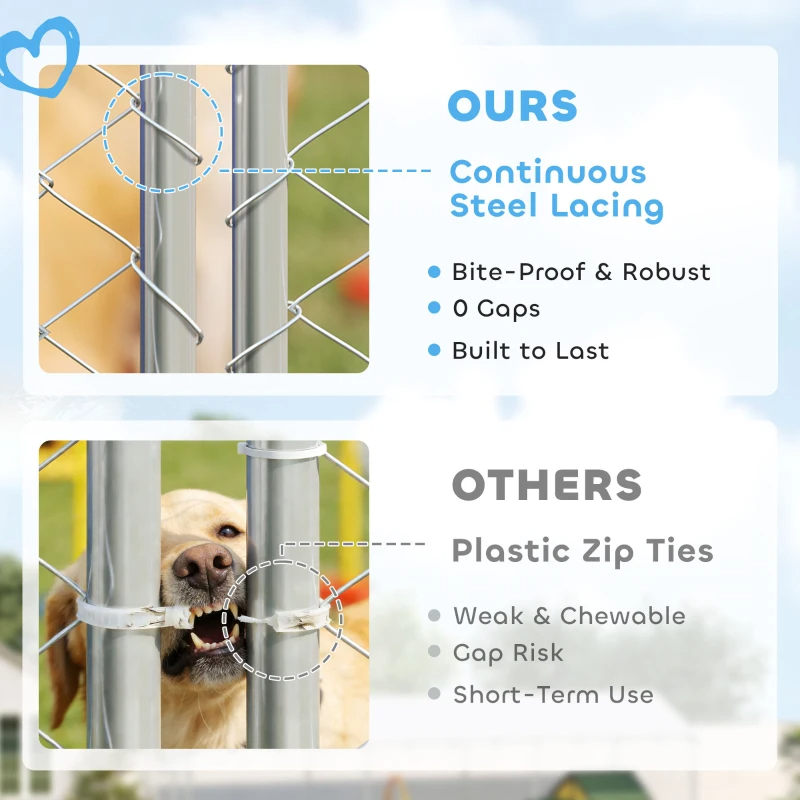 7' Dog Kennel Outdoor For Small Medium Large Dogs With Waterproof Roof, Silver Multiple Packages — imagen 5