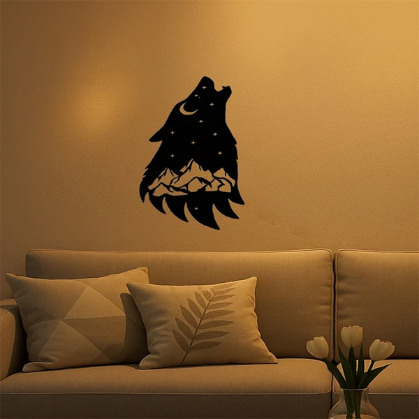 Arte de Pared Metálico Lobo Gótico que Aúlla - Decoración Oscura para Salón, Dormitorio o Oficina (Regalo Navidad Halloween) — imagen 2