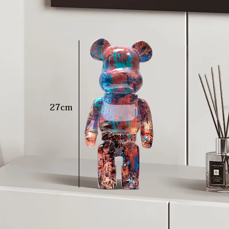 Graffiti Bear Statue Paint Block Bear Decor Resin Desktop Ornaments Home Decoration Living Room Bear Floor Sculpture Gifts — image 11