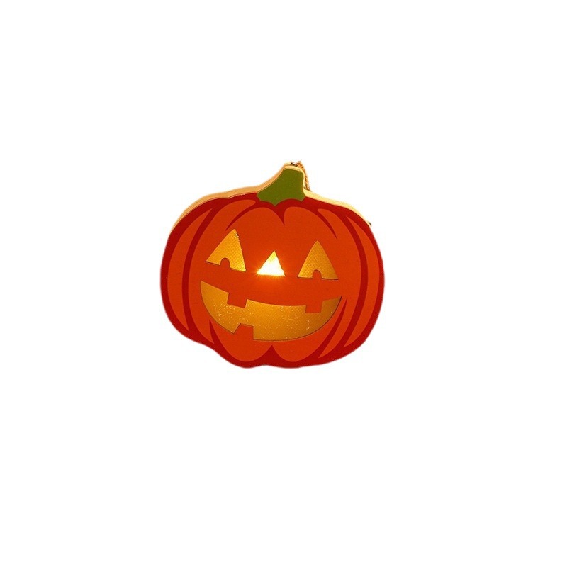 Halloween Decoration Pumpkin Lantern Wooden Skull Spider Halloween Scene Hanging Ornament Night Light — image 6