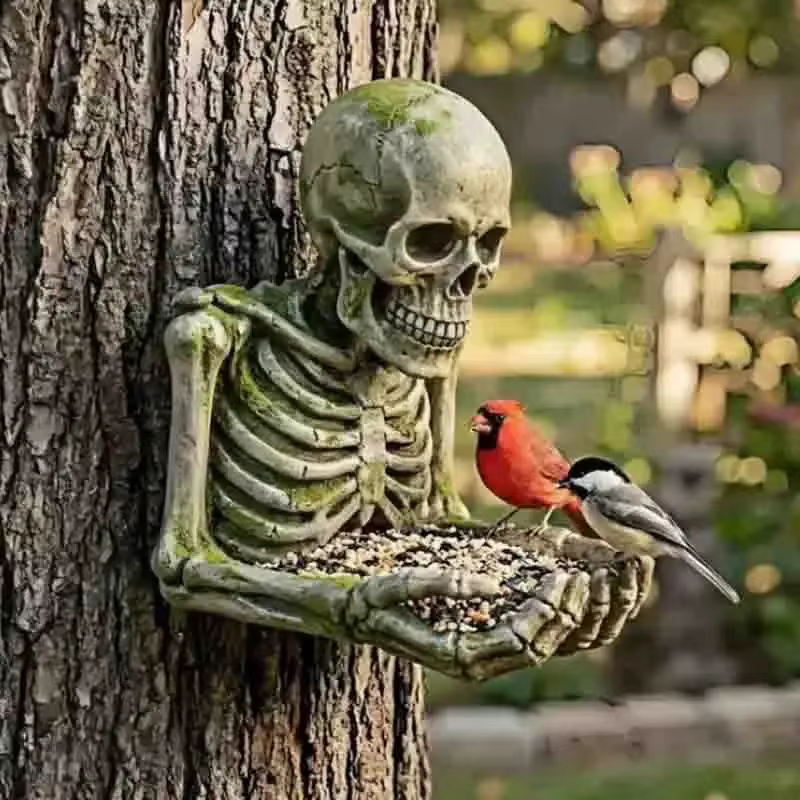 Alimentador de pájaros con rostro de árbol, escultura de abrazador de árbol de resina, decoración de jardín exterior, contenedor de comida para pájaros salvajes colgante, adorno de patio — imagen 3
