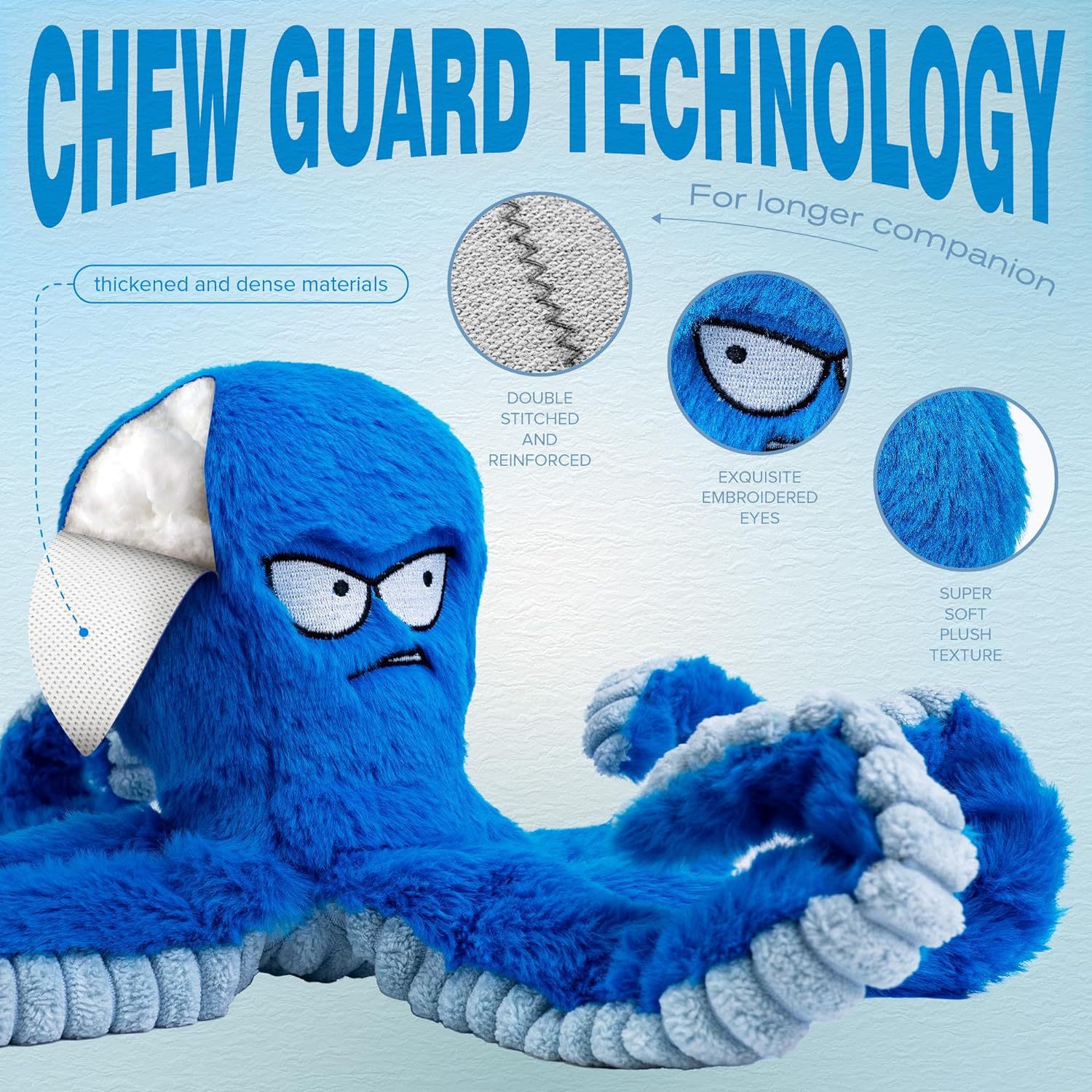 Stuffed Tough Dog Chew Toys Large Dog Toys To Keep Them Busy Interactive Squeaky Toys Tug Of War Crinkle Puppy Dog Toy — image 3