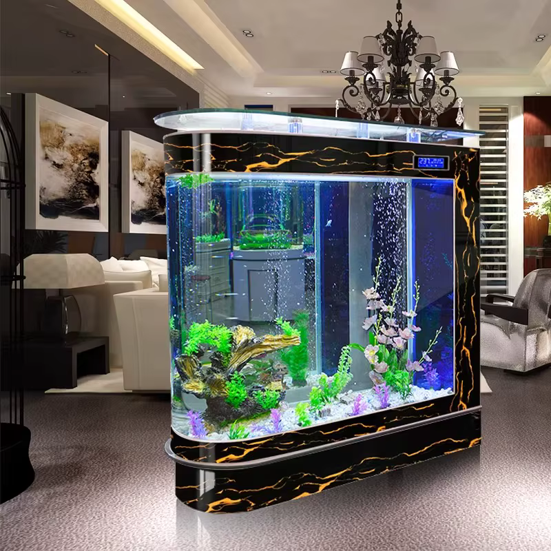Modern Luxury Bullet Fish Tank Aquarium 600L Oval Shape Eco-Friendly Glass Partition Large Goldfish Tank — image 2