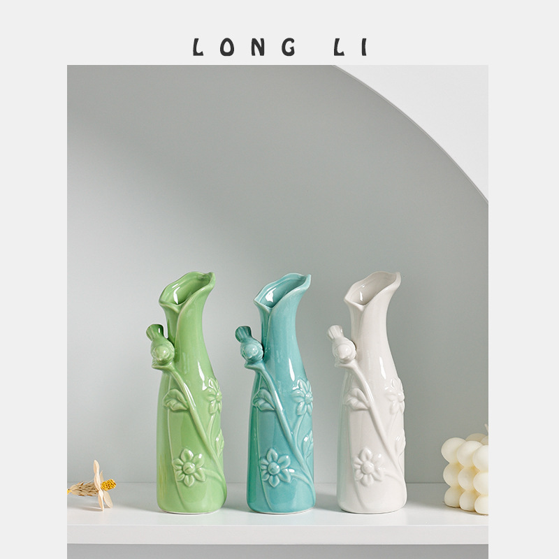 Aromatherapy Bottle Creative Home Mini Ceramic Vase Ornament Decoration Hydroponic Flower Arrangement Small Flower Butterfly — image 3