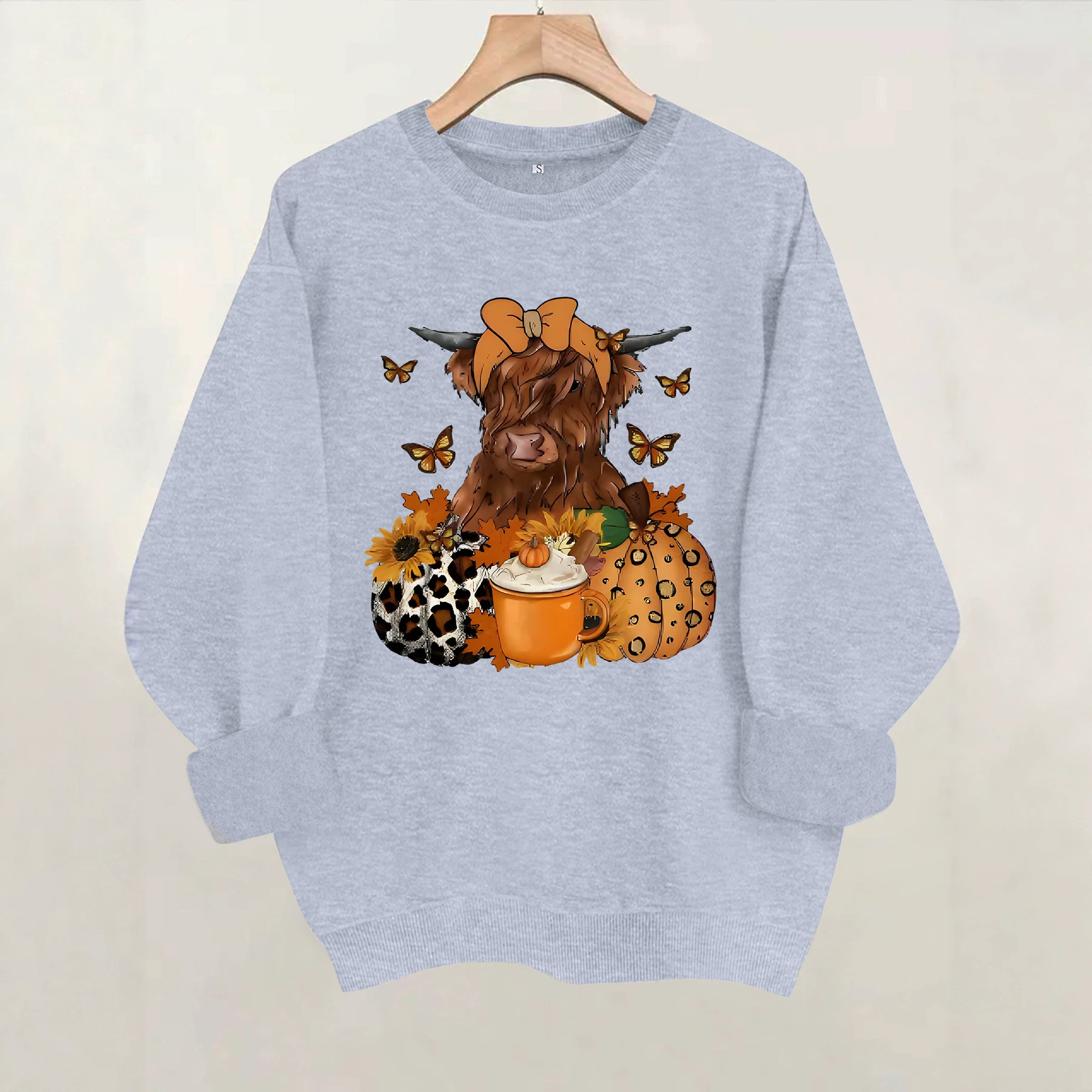 Highland cattle print round neck sportswear — imagen 3