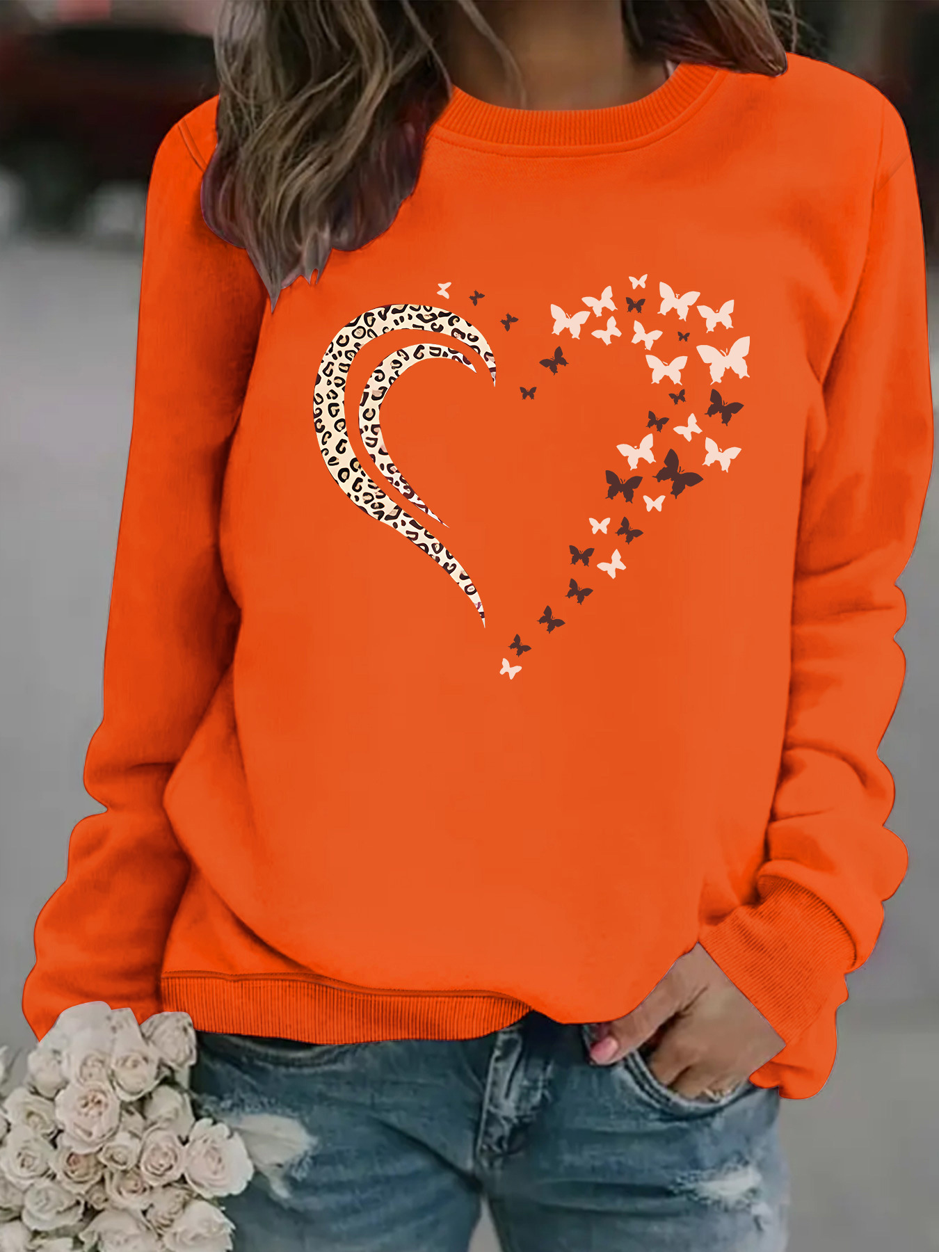Butterfly print hoodie round neck hoodie — image 10