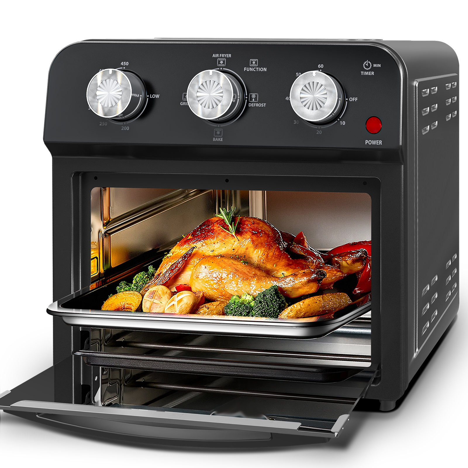 Freidora de Aire de 12.5 Qt con Cocción Multifunción Avanzada, Parrilla, Freír al Aire, Descongelar, Hornear, Preajustes para Papas Fritas, Pizza, Pollo, Pescado y Tostadas, Control de Doble Perilla, Prohibida la Reventa en Amazon — imagen 3