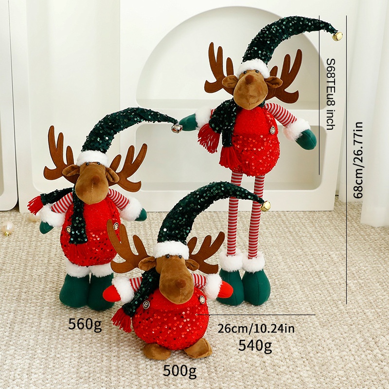 Standalone Christmas Standing Stretch Dolls, Hotel Window Display Snowman Reindeer Plush Toys Decorations — image 17