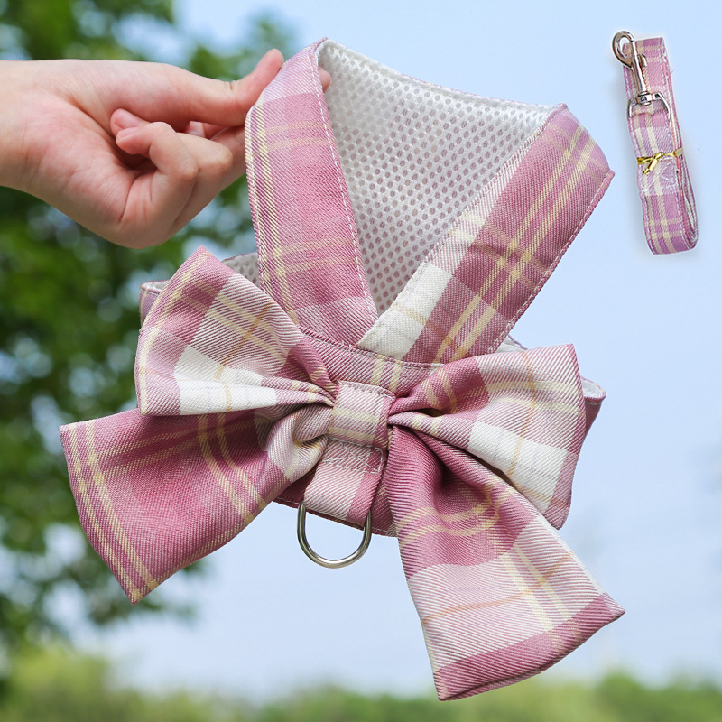 Ropa de Trazo para Perros con Estampado de Plaid, Cinturón de Pecho con Correa y Faldita para Salir — imagen 5