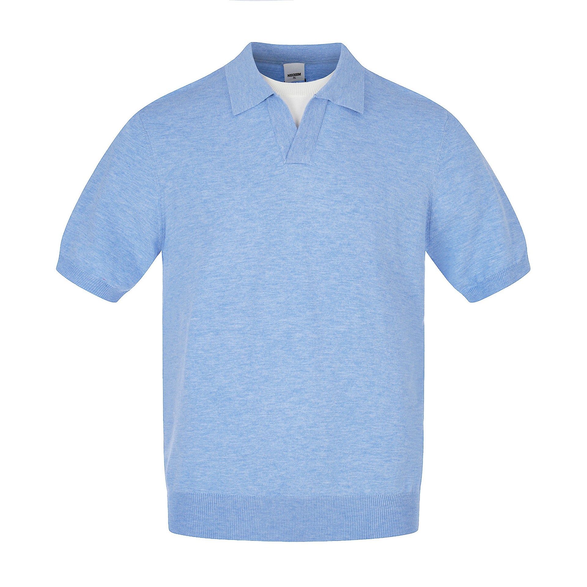 Casual Vintage-inspired Two-piece Look Loose Seagull Neck Knit Short Sleeve T-shirt for Men — image 2