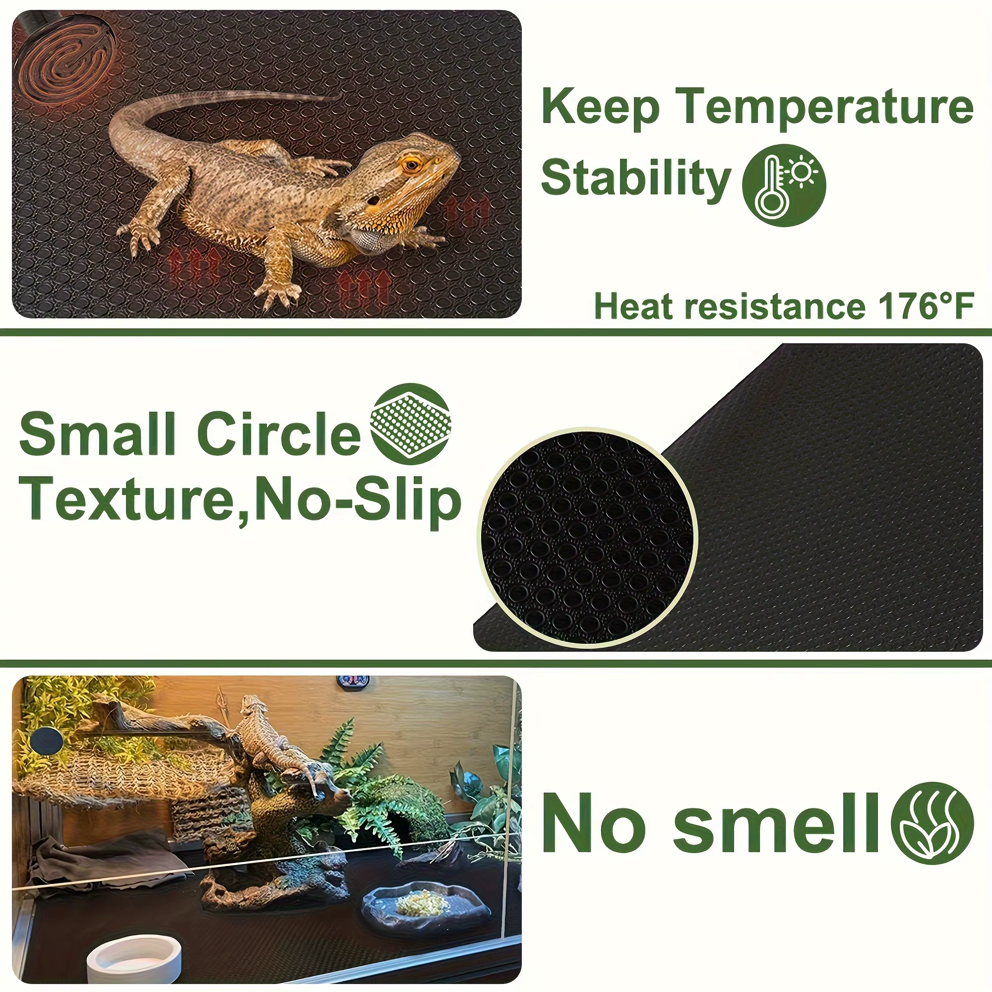 Mat for Reptile Terrariums, Suitable for Amphibians, Designed for Bearded Dragons, Leopard Geckos, Snakes, And Turtles.Cut to Size — image 6
