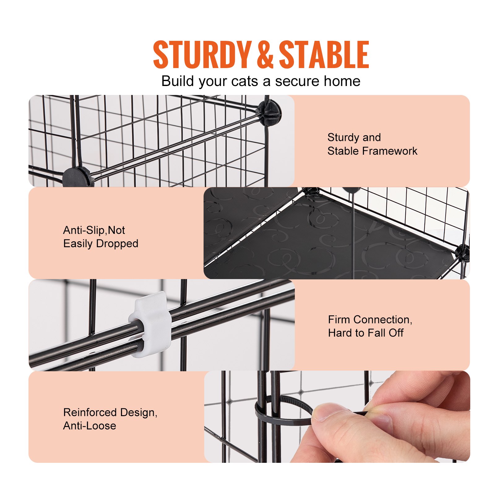 Large 4-tier Cat Cage, 54 X 41 X 69", Detachable Metal Wire Cat Enclosure, With 5 Front Doors Hammock Ramp Ladders, Indoor & Outdoor Crate Exercise Place Ideal For Kitty, Small Animals, Black — image 5