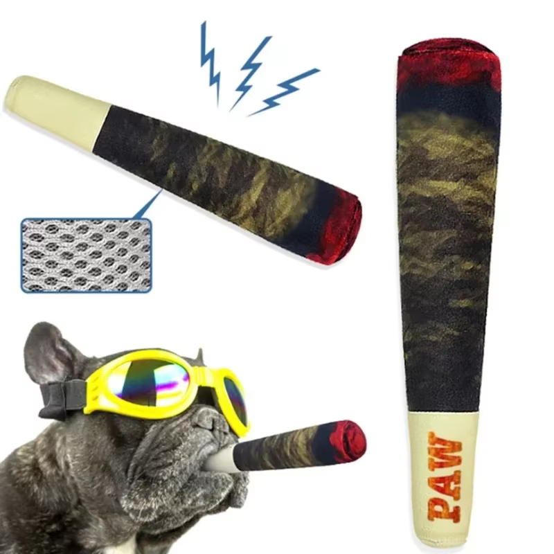 Funny Interactive Dog Toys Cigar Design Plush Squeaky Pet Toys Grinding Teeth Creative Chew Cool Stuffed Gifts for Dog Birthday — image 3