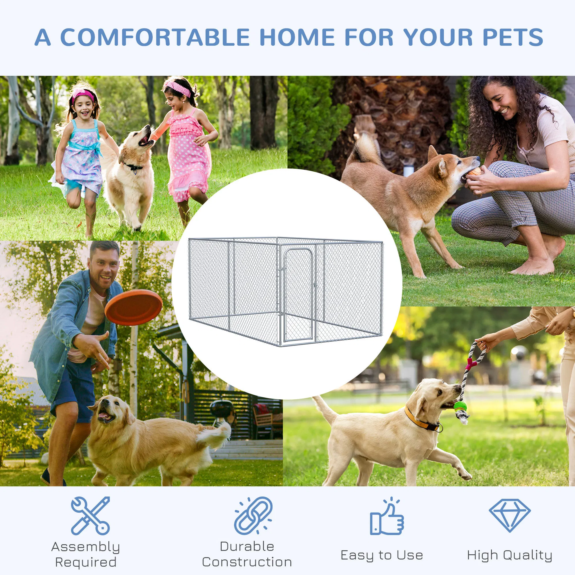 99 Sq. Ft. Dog Playpen Outdoor with Galvanized Steel Frame, for Small and Medium Dogs, 13.1' x 7.5' x 6' — image 2