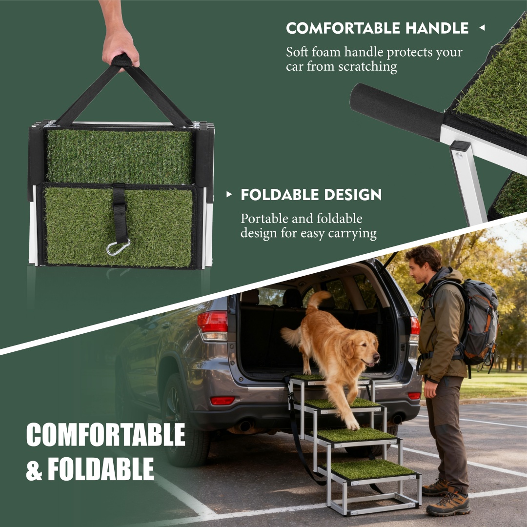 Foldable Dog Ramp For Cars, SUVs, Trucks, Portable Pet Dog Stairs For Large Dogs With Non-Slip Surface Reinforced Design, Lightweight Yet Sturdy Supports Up To 250lbs — imagen 2