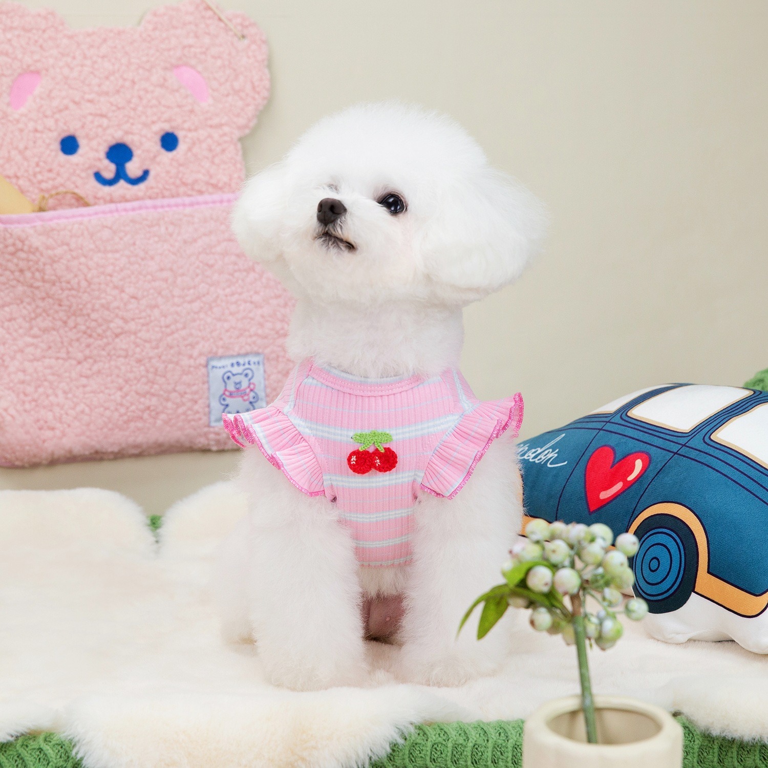 Spring/Summer Dog Clothing Little Cherry Flying Sleeves Tank Top — image 3